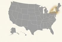 Map of the United States with New York highlighted